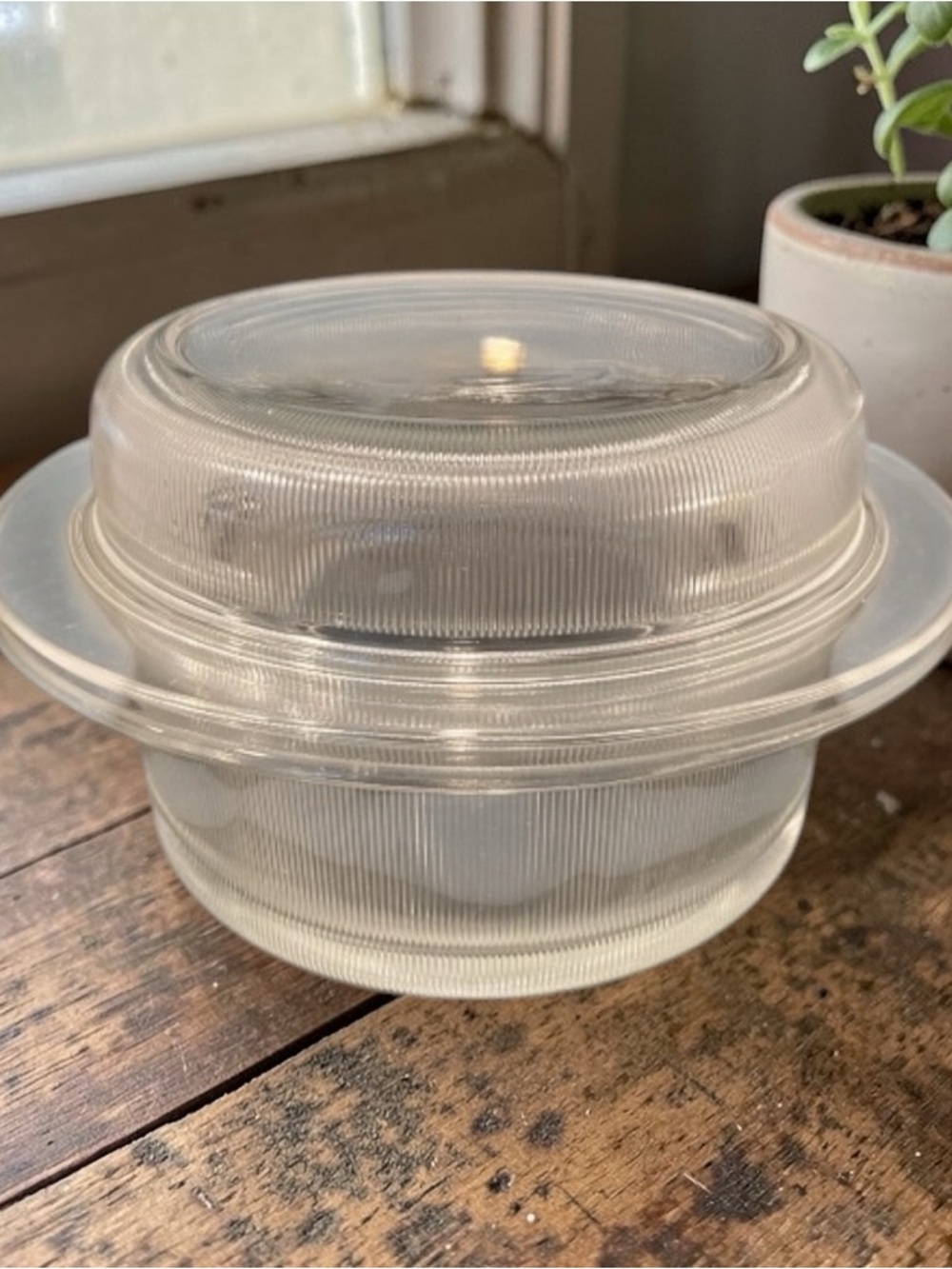 vintage MCM Heller glass covered casserole dish